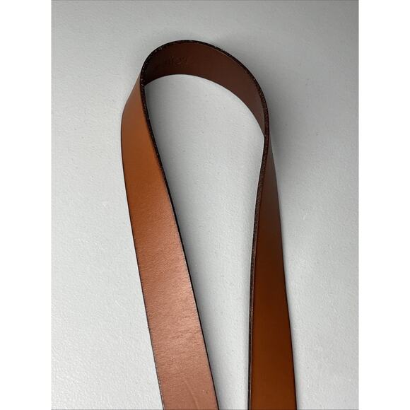 J Crew Oval Buckle Leather Belt Womens M/L Brown Gold Tone Buckle - Picture 3 of 8